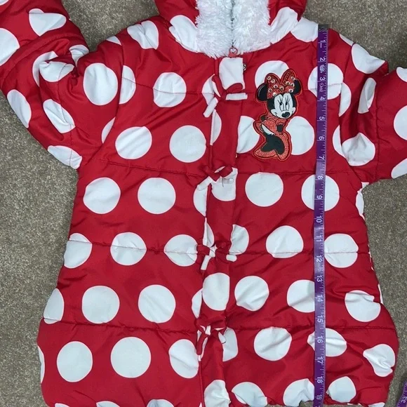 Disney store Minnie Mouse polka dot red white winter coat 7/8 - Picture 9 of 11